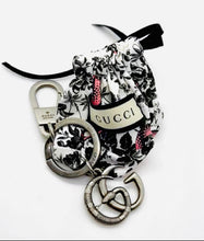 Load image into Gallery viewer, Repurposed Mix Metals Gucci Keyring &amp; Crystal Puffy Heart Necklace