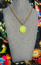 Load image into Gallery viewer, Large Repurposed Louis Vuitton Trunks &amp; Bags Green~Gold Coin Ladybug Necklace