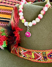 Load image into Gallery viewer, Repurposed Silver &amp; Magenta Louis Vuitton Coin Hand~Beaded 8mm Tourmaline Necklace