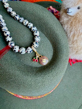 Load image into Gallery viewer, Repurposed Cafe &amp; Gold Tone Louis Vuitton Coin Hand~Beaded 8mm Jasper Necklace