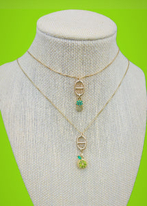 Repurposed Christian Dior Cut~Out CD Charm & Crystal Pavé Pineapple Necklace