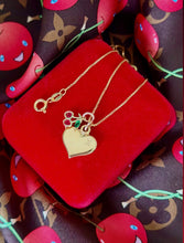 Load image into Gallery viewer, Repurposed Louis Vuitton Heart Charm &amp; Cherry Necklace