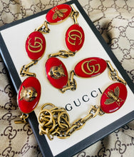 Load image into Gallery viewer, *Very Rare*Repurposed Interlocking GG Gucci Red &amp; Gold Tone Vintage Necklace 📍Small Chip ~Priced Accordingly (see pic #5)