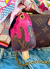 Load image into Gallery viewer, Repurposed Louis Vuitton Canvas Monogram &amp; Hot Pink Leather Popsicle Bag Charm