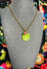 Load image into Gallery viewer, Large Repurposed Louis Vuitton Trunks &amp; Bags Green~Gold Coin Ladybug Necklace