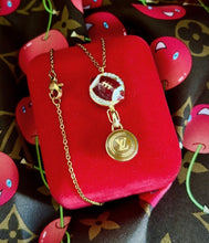 Load image into Gallery viewer, Repurposed Louis Vuitton Gold &amp; Brown Disc Football Necklace