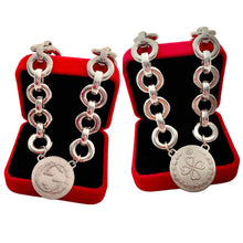 Load image into Gallery viewer, Repurposed Reversible (4 Leaf Heart Clover🍀) Sterling Gucci Coin Necklace