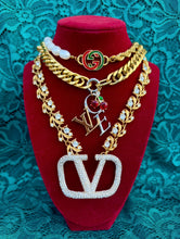 Load image into Gallery viewer, *Very Rare One of a Kind*X~Large* Repurposed Valentino Garavani Crystal Pavè Vintage Statement Necklace