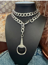 Load image into Gallery viewer, X~Large Repurposed Swarovski Crystal Gucci Horsebit Convertible Chain Belt~Necklace Statement Piece