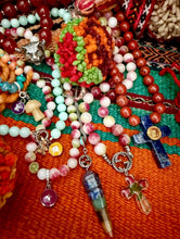 Load image into Gallery viewer, Repurposed Silver &amp; Magenta Louis Vuitton Coin Hand~Beaded 8mm Tourmaline Necklace