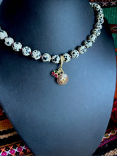 Load image into Gallery viewer, Repurposed Cafe &amp; Gold Tone Louis Vuitton Coin Hand~Beaded 8mm Jasper Necklace