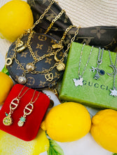 Load image into Gallery viewer, Repurposed Christian Dior Cut~Out CD Charm &amp; Crystal Pavé Pineapple Necklace