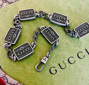 X~Large Repurposed Gucci Horsebit Chunky Necklace with accent Crystal Charm