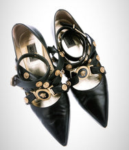 Load image into Gallery viewer, *One of a Kind* Repurposed Versace Medusa Hardware &amp; Crystal Drop Earrings