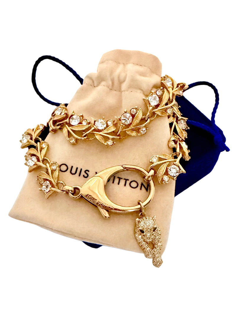 Repurposed Louis Vuitton Key Clasp 1980’s Crystal Pavè Necklace