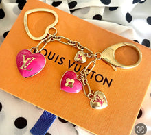 Load image into Gallery viewer, Repurposed Hot Pink &amp; Gold Louis Vuitton Puffy Heart Crystal Leopard Pavè Necklace