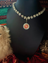 Load image into Gallery viewer, Repurposed Versace Medusa Button Hand~Beaded 8mm Jasper Necklace