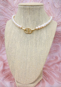 Repurposed Christian Dior CD Charm & Freshwater Pearls Necklace