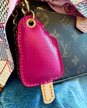 Load image into Gallery viewer, Repurposed Louis Vuitton Canvas Monogram &amp; Hot Pink Leather Popsicle Bag Charm