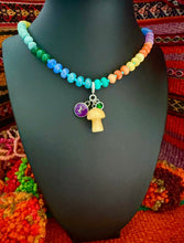 Load image into Gallery viewer, Repurposed Purple &amp; Silver Louis Vuitton Coin Hand~Beaded Gemstone Mushy Necklace