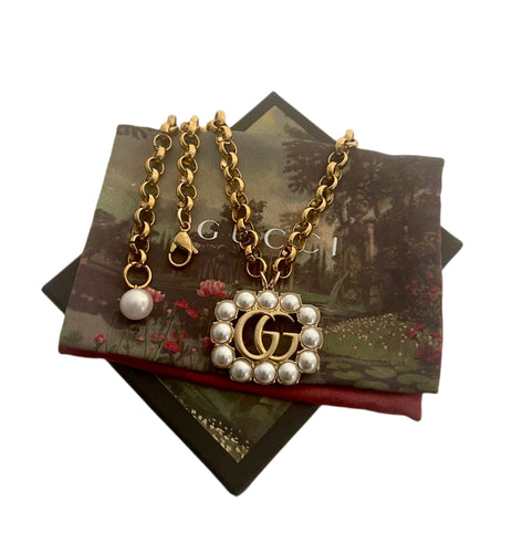 Large Repurposed Interlocking GG Gucci Charm Necklace