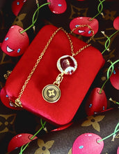 Load image into Gallery viewer, Repurposed Louis Vuitton Gold &amp; Brown Disc Football Necklace