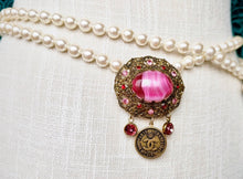 Load image into Gallery viewer, *Very Rare One of a Kind* X~Large* Repurposed Paris CC Coin Pearl Like Convertible Vintage Brooch/Belt/ Necklace
