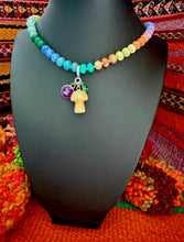 Load image into Gallery viewer, Repurposed Purple &amp; Silver Louis Vuitton Coin Hand~Beaded Gemstone Mushy Necklace