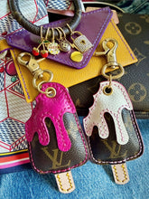 Load image into Gallery viewer, Repurposed Louis Vuitton Canvas Monogram &amp; Hot Pink Leather Popsicle Bag Charm
