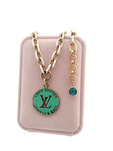 *Rare* Large Repurposed Turquoise & Gold Louis Vuitton Trunks & Bags Coin Necklace