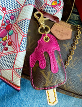Load image into Gallery viewer, Repurposed Louis Vuitton Canvas Monogram &amp; Hot Pink Leather Popsicle Bag Charm
