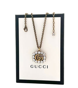 Gucci Marmont Crystal Charm Adjustable Necklace