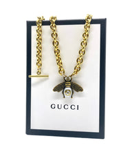 Load image into Gallery viewer, Repurposed Gucci Bee Charm Toggle Necklace