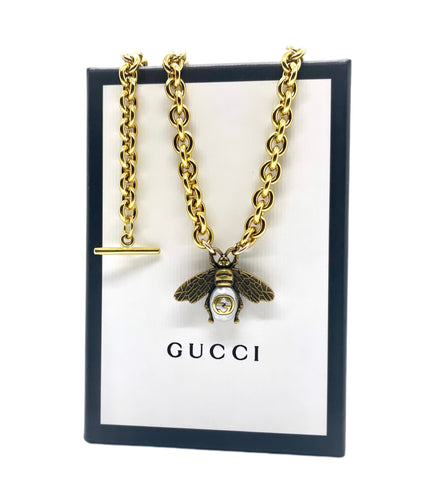 Repurposed Gucci Bee Charm Toggle Necklace