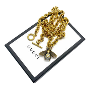 Repurposed Gucci Bee Charm Toggle Necklace