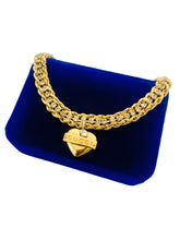 Load image into Gallery viewer, Repurposed Gucci Tag Vintage Crystal Heart Chocker