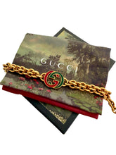 Load image into Gallery viewer, *Rare* Repurposed Red &amp; Green Interlocking GG Gucci Enameled Charm &amp; Chain Bracelet