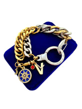 Load image into Gallery viewer, Repurposed Louis Vuitton Keyring Mix Metals Charm Bracelet