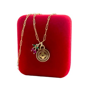 Repurposed Louis Vuitton Gold & Café Coin Cherry Charm Necklace