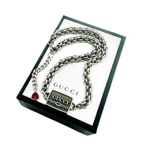 Load image into Gallery viewer, *Very Rare*Repurposed Gucci Hardware Chunky Link Necklace with accent Crystal Charm