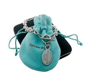 Repurposed Vintage Tiffany Tag Charm Toggle Bracelet