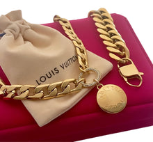 Load image into Gallery viewer, Repurposed Large Louis Vuitton Disc Charm *Convertible* Necklace/Bracelet