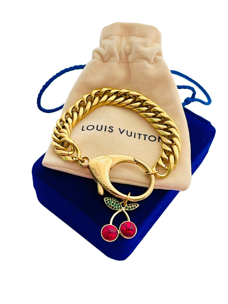 Repurposed Louis Vuitton KeyClasp &  🍒 Charm Vintage Bracelet