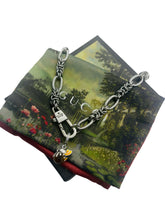 Load image into Gallery viewer, Repurposed Gucci Clasp &amp; Smiling Bee Crystal Charm Necklace