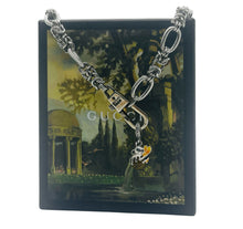 Load image into Gallery viewer, Repurposed Gucci Clasp &amp; Smiling Bee Crystal Charm Necklace