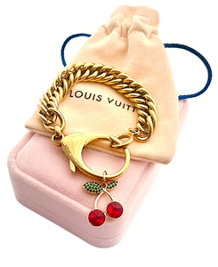 Repurposed Louis Vuitton Clasp Cherry Charm Bracelet