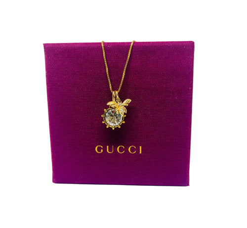 Repurposed Interlocking GG Gucci Crystal Double Sided Charm Necklace