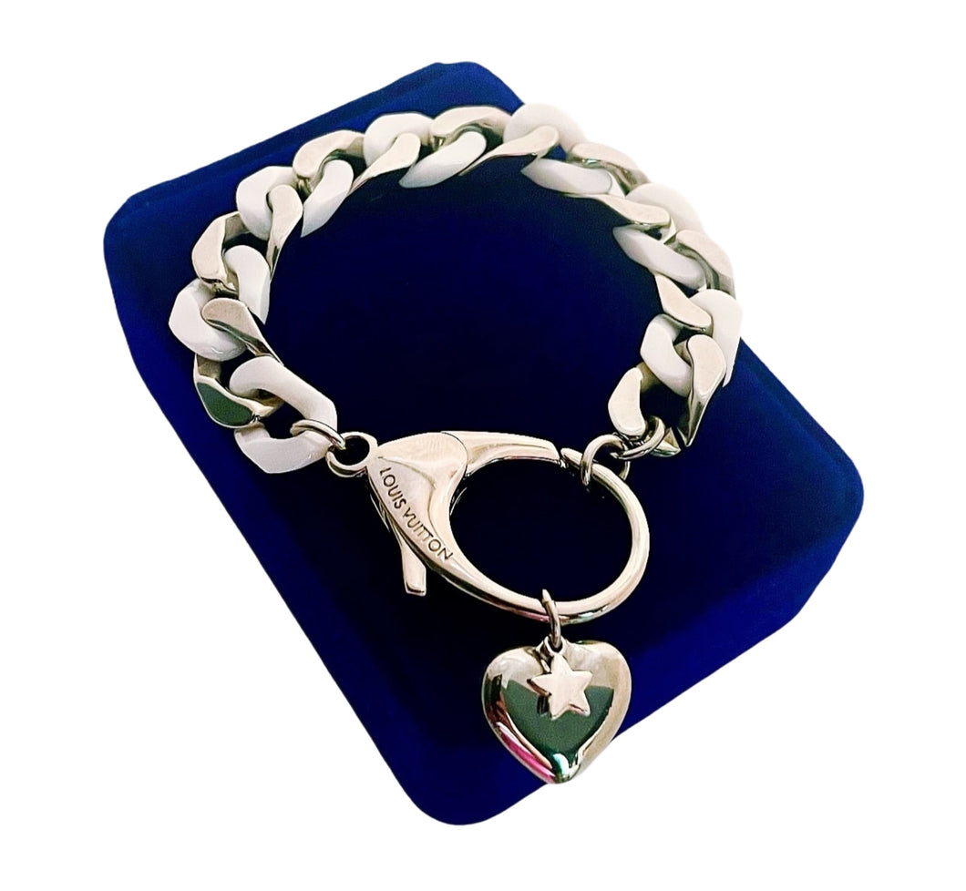 Repurposed LV KeyClasp Polished Ceramic Link Bracelet