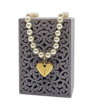 Load image into Gallery viewer, Repurposed Yves Saint Laurent Heart Charm Fresh Water Pearls Necklace