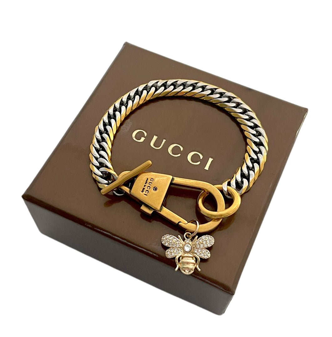 Repurposed Gucci Keychain Clasp Toggle Bee Bracelet